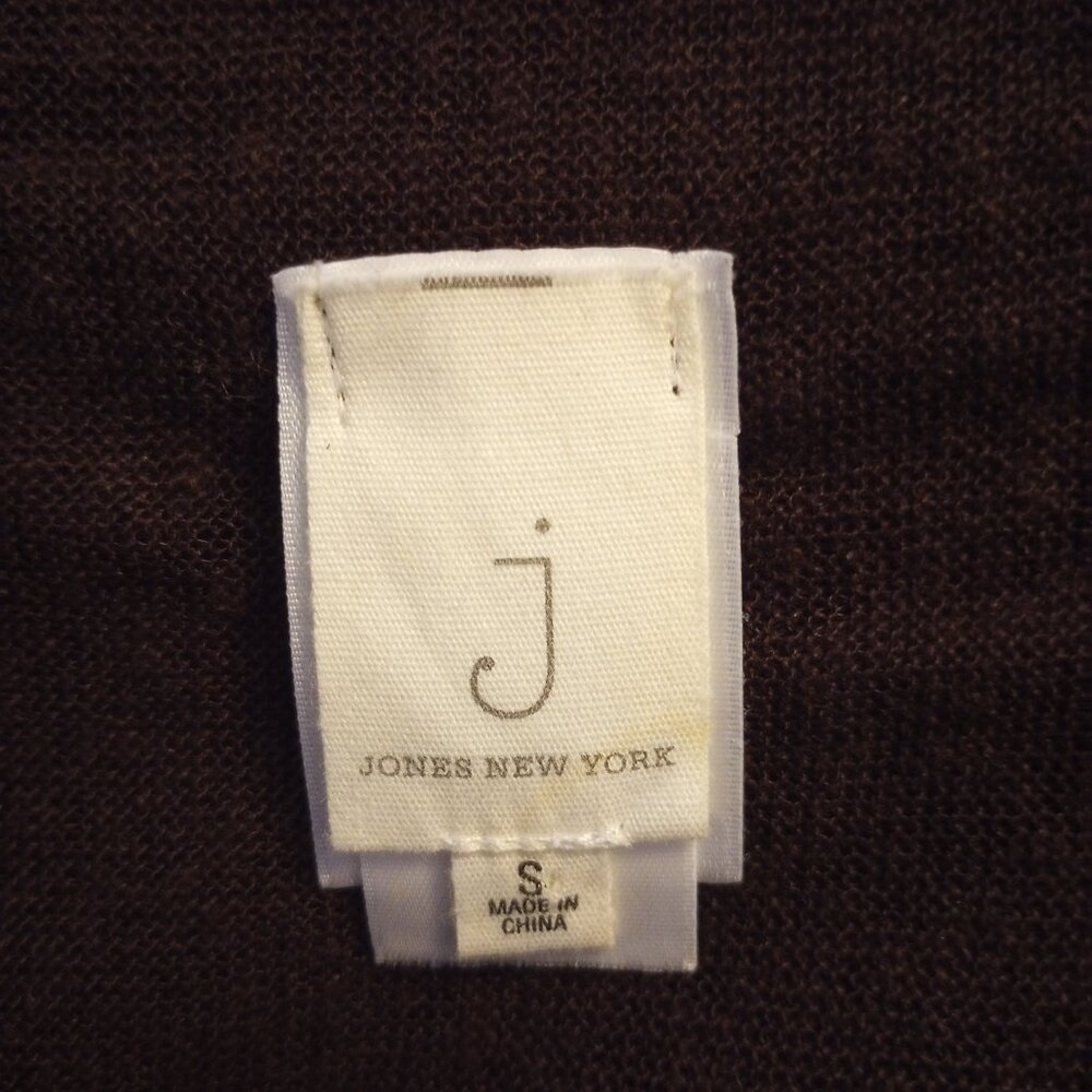 Jones New York Brown Semi-Sheer Linen Blend Open Front Duster Cardigan sz S - Picture 8 of 10